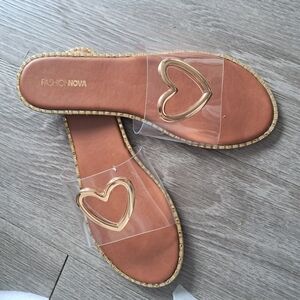 Fashion Nova Women's Gold Heart Sandals
